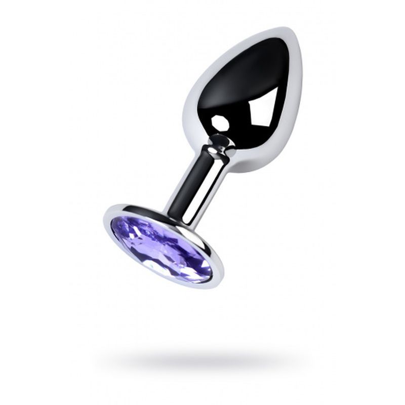 Silver Metal Anal Plug w Amethyst Crystal Small-717001-4