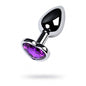 Silver Metal Anal Plug w Purple Heart Amethyst Crystal Small-717013-4