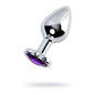 Silver Metal Anal Plug w Amethyst Heart Crystal Medium-717014-4