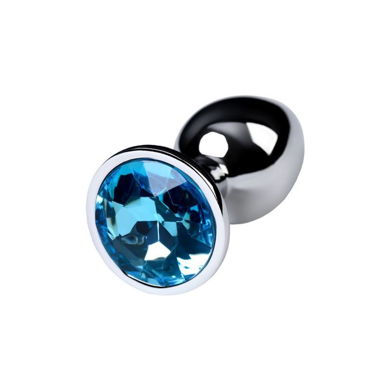 Silver Metal Anal Plug w Topaz Crystal Small-717001-14