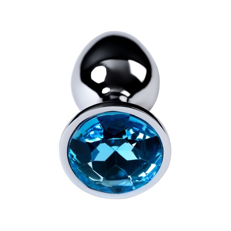 Silver Metal Anal Plug w Topaz Crystal Small-717001-14