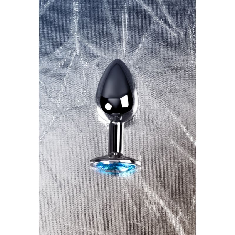 Silver Metal Anal Plug w Topaz Crystal Small-717001-14
