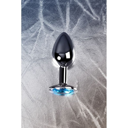 Silver Metal Anal Plug w Topaz Crystal Small-717001-14