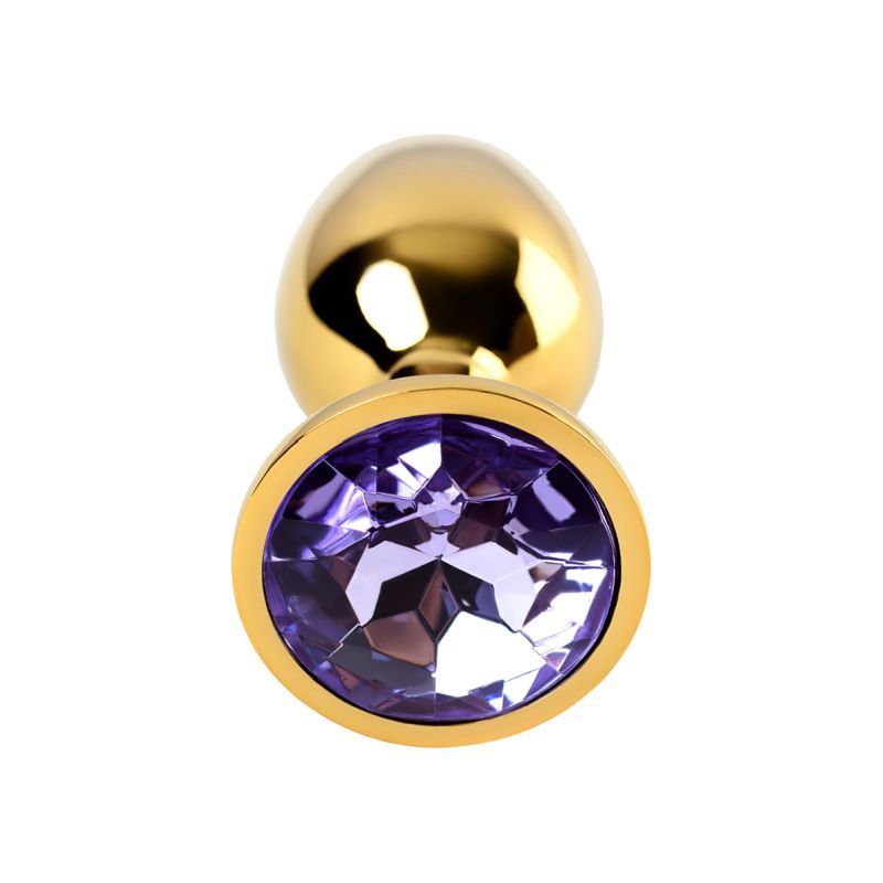 Gold Metal Anal Plug w Amethyst Crystal Small-717004-15