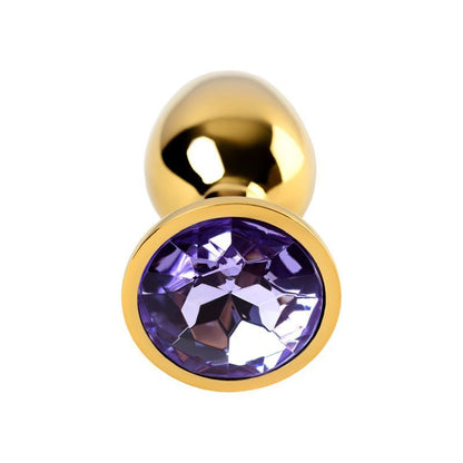 Gold Metal Anal Plug w Amethyst Crystal Small-717004-15