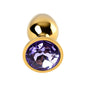 Gold Metal Anal Plug w Amethyst Crystal Small-717004-15