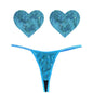 Mahi Mahi Blue Sequin G-String and Heart Pastie Set-GST-MAH-NKH