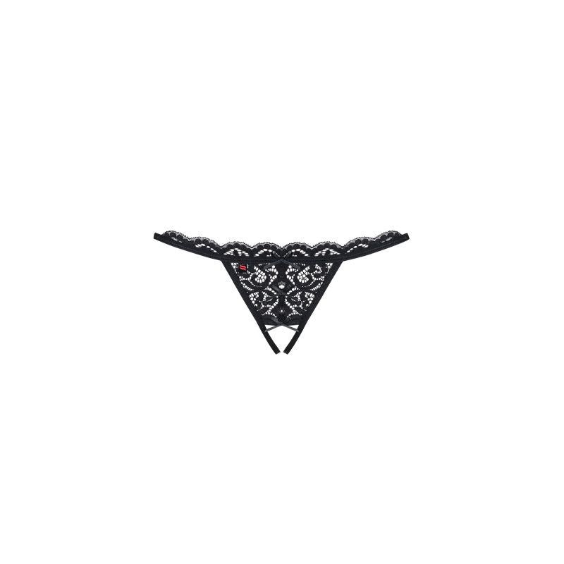 Crotchless Lace Thong 831 Black-7023-L/XL-BLK