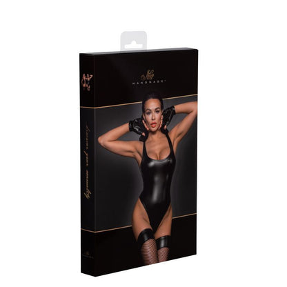 Power Wetlook Bodysuit w High Cut Leg-F244-BLK-M