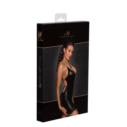 Power Wetlook Mini Dress w Lace Up Back-F252-BLK-S