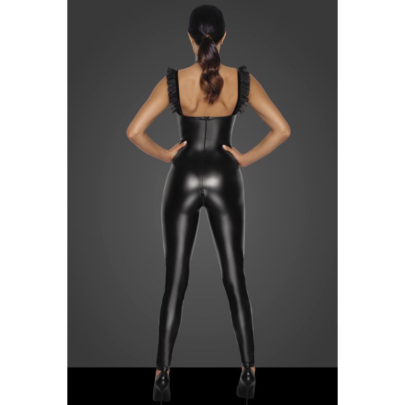 Power Wetlook Overall w Tulle Panel-F256-BLK-S