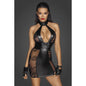 Power Wetlook Short tulle dress w Inserts & Corset Binding-F238-BLK-S