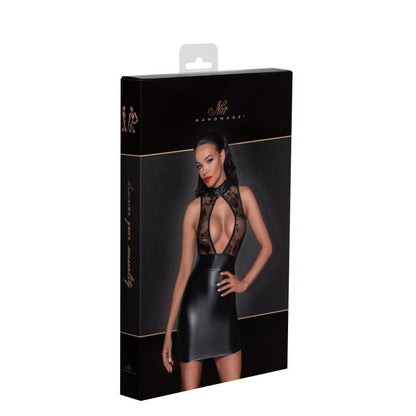 Power Wetlook Short Dress w Skirt & Tulle Top-F241-BLK-S