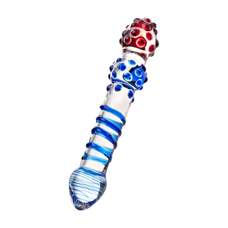 Sexus Glass Dildo Blue Red 20.5cm-912020-BLU
