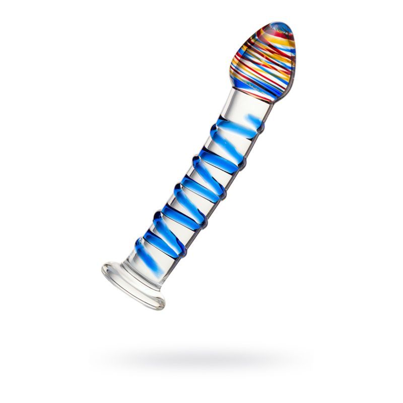 Sexus Glass Dildo Blue Swirls 18cm-912069-BLU