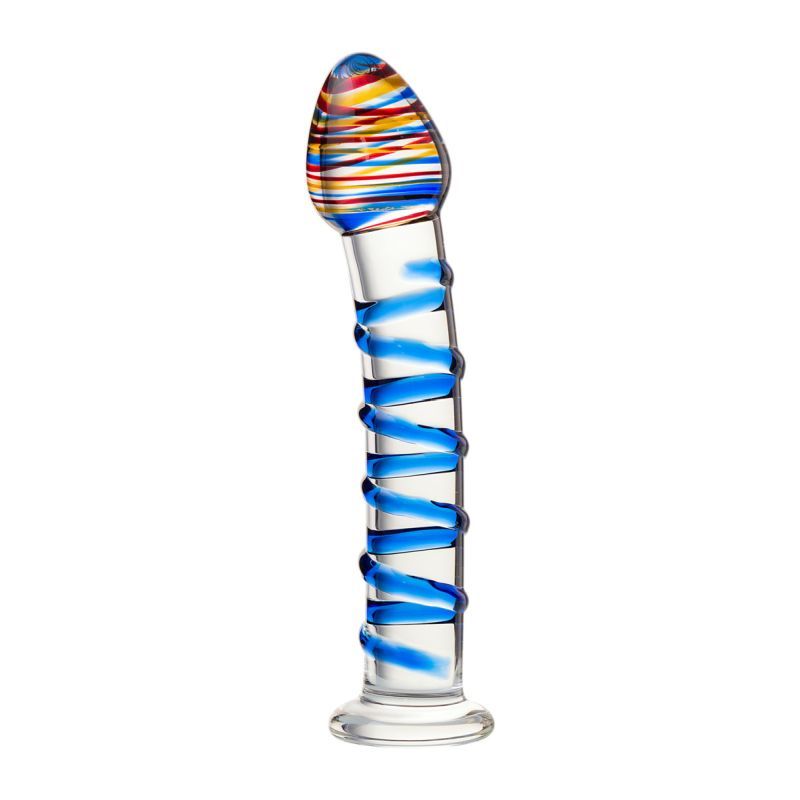 Sexus Glass Dildo Blue Swirls 18cm-912069-BLU