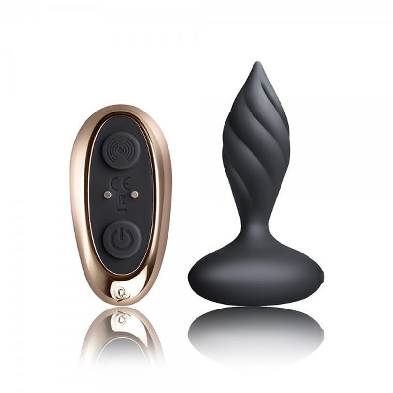 Petite Sensation Desire Butt Plug w Remote Black-10PSDESBK