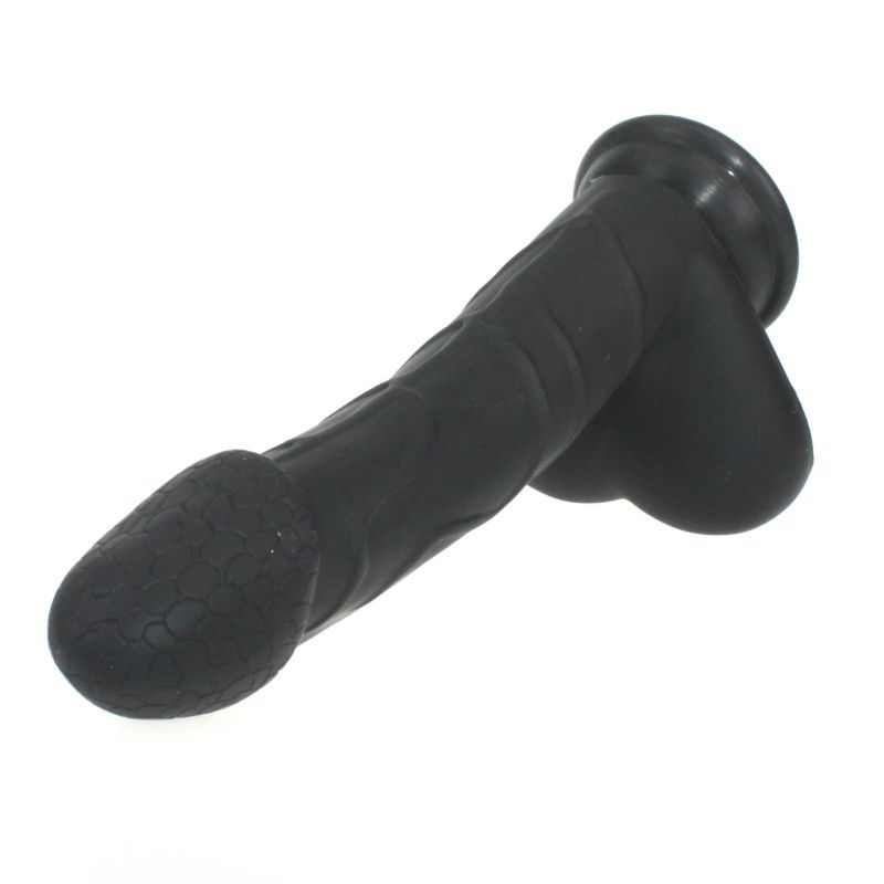 Realistic Cock w Balls Black-SILICONE-004-BLK
