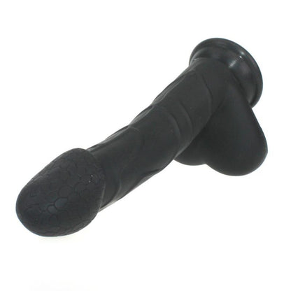 Realistic Cock w Balls Black-SILICONE-004-BLK