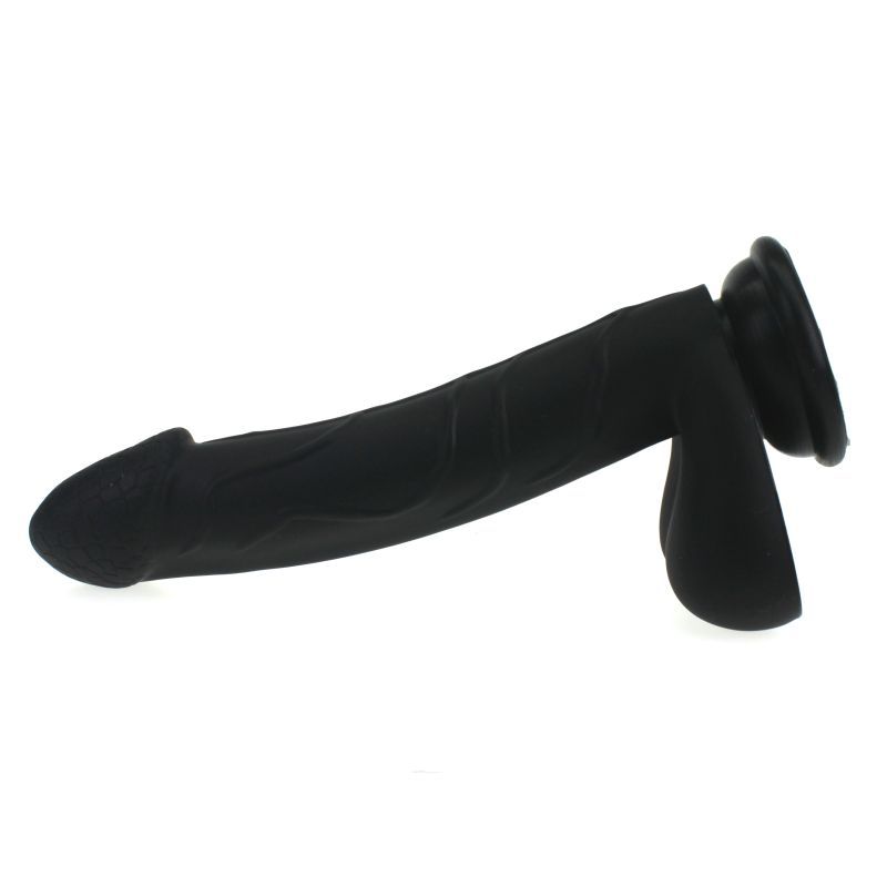 Realistic Cock w Balls Black-SILICONE-004-BLK