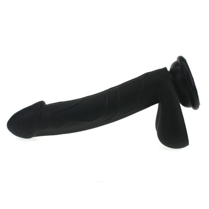Realistic Cock w Balls Black-SILICONE-004-BLK