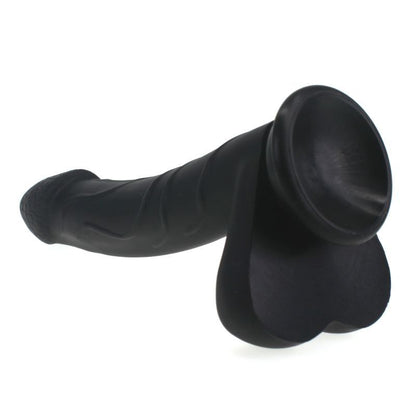 Realistic Cock w Balls Black-SILICONE-004-BLK