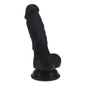 Realistic Dildo Veined Shaft w Balls Black-SILICONE-011-BLK