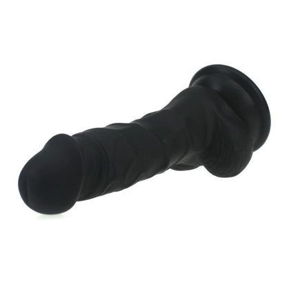 Realistic Dildo Veined Shaft w Balls Black-SILICONE-011-BLK