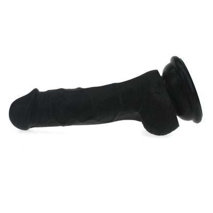 Realistic Dildo Veined Shaft w Balls Black-SILICONE-011-BLK