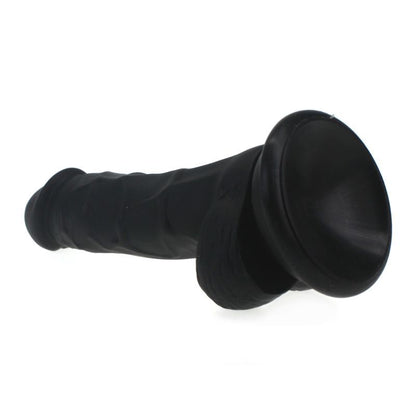Realistic Dildo Veined Shaft w Balls Black-SILICONE-011-BLK
