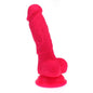 Realistic Dildo Veined Shaft w Balls Pink-SILICONE-011-PNK