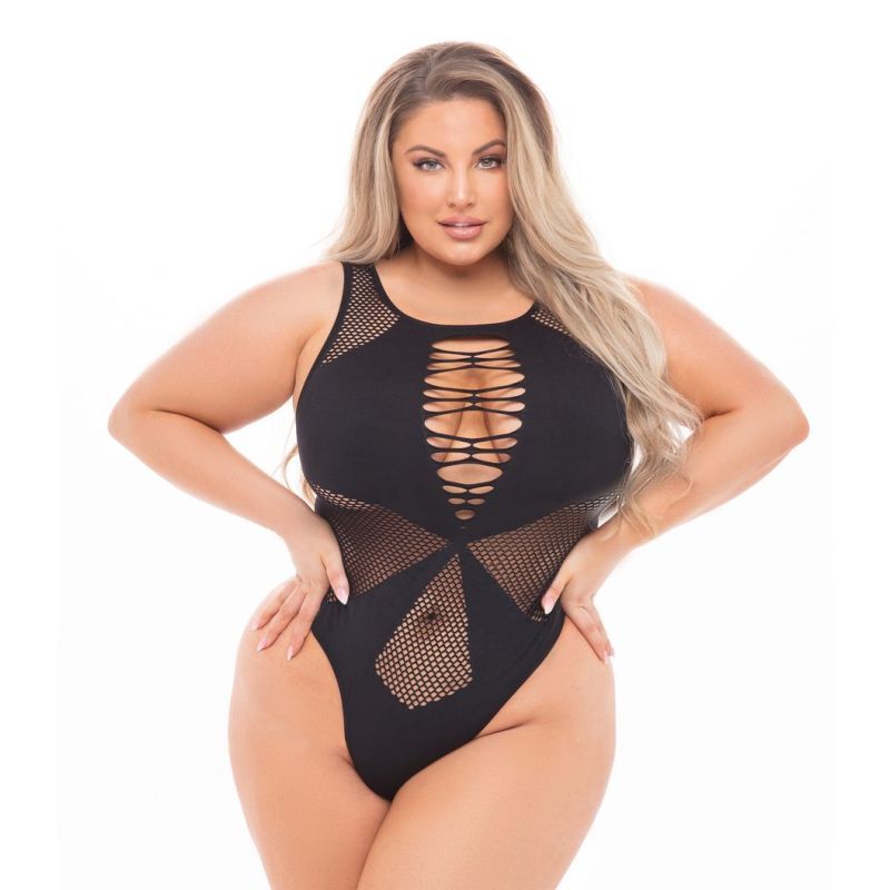 Duchess High Neck Bodysuit Black-20035X-BLK-O/S
