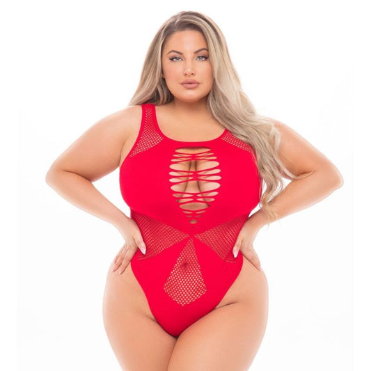 Duchess High Neck Bodysuit Red-20035X-RED-O/S