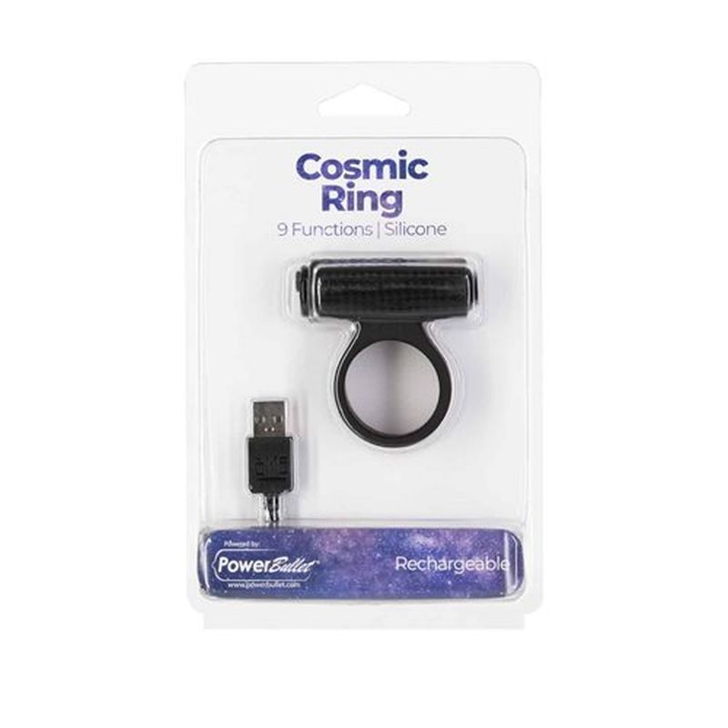 Power Bullet Cosmic Cock Ring w Bullet Black-52411