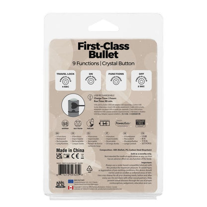 Power Bullet First Class 6cm Rechargeable w Crystal Silver-59325