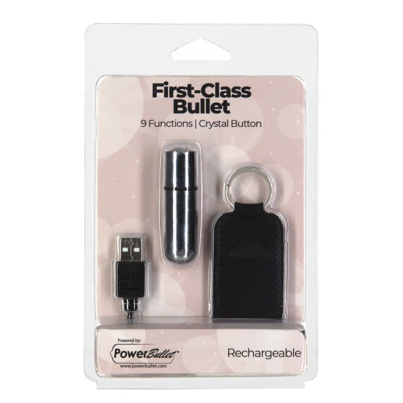 Power Bullet First Class 6cm Rechargeable w Crystal Silver-59325