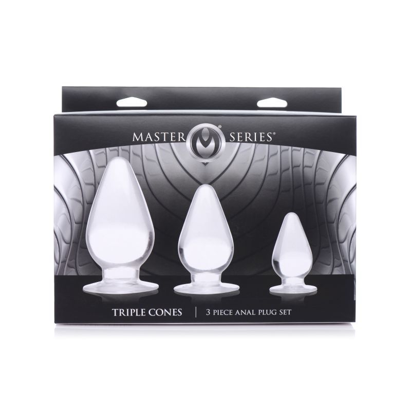 Triple Cones 3 Pc Anal Plug Set Clear-AG457-CLR