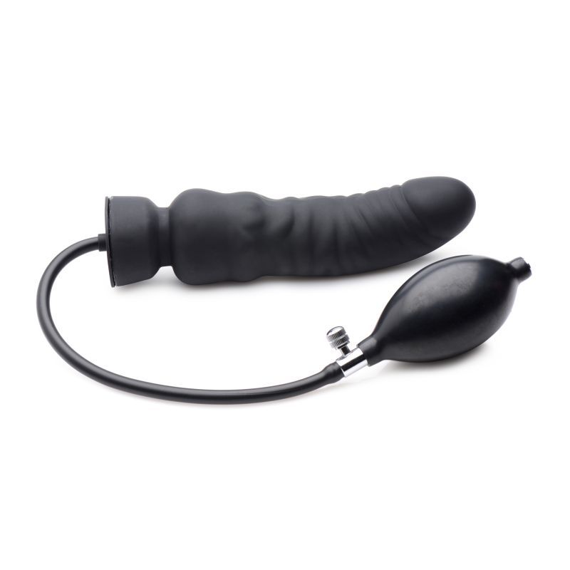 Dick Spand Inflatable Silicone Dildo Black-AG554-BLK