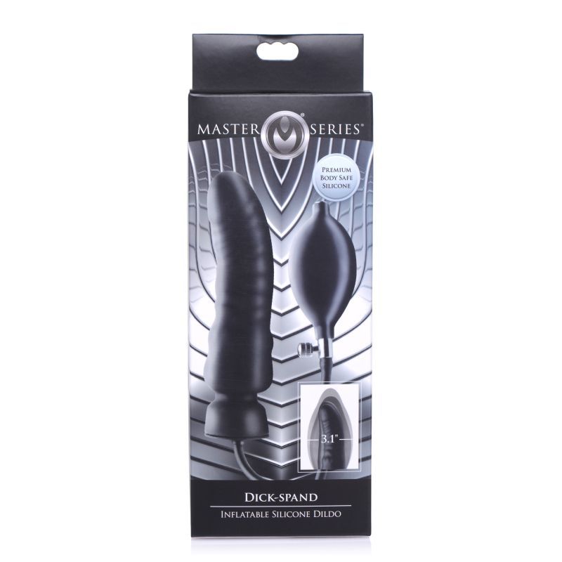 Dick Spand Inflatable Silicone Dildo Black-AG554-BLK