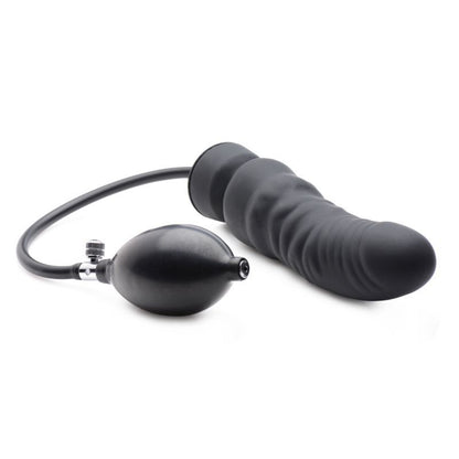 Dick Spand Inflatable Silicone Dildo Black-AG554-BLK