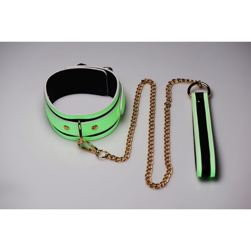 Kink in the Dark Glowing Collar and Lead Fluro Green-AG640-GRN