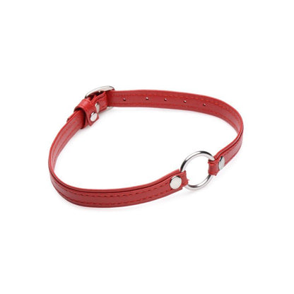 Fiery Pet Leather Choker w Silver Ring Red-AG761-RED