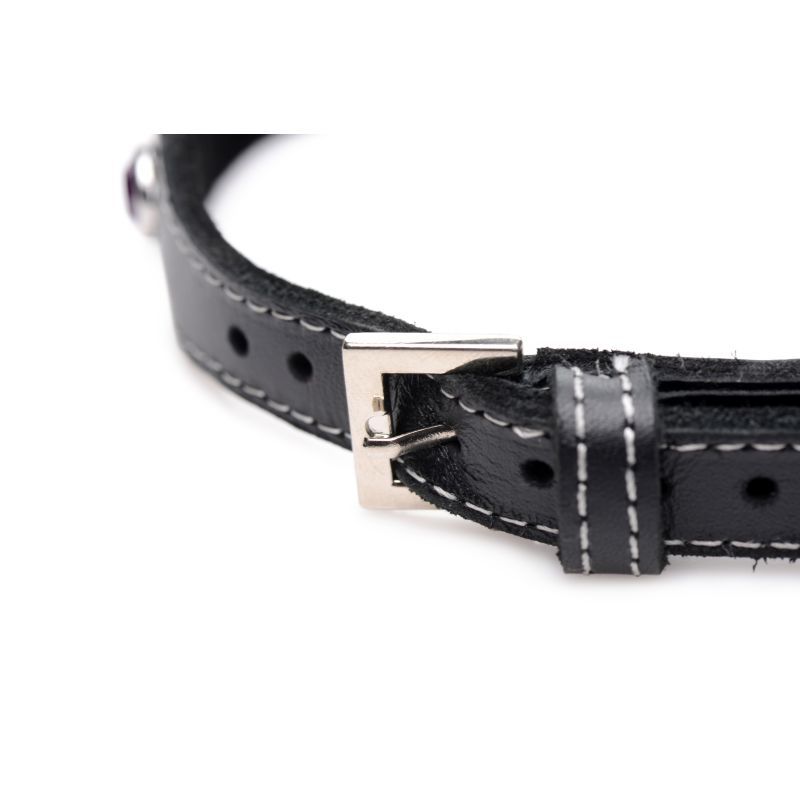 Bling Vixen Leather Choker w Clear Rhinestones-AG800-CLR