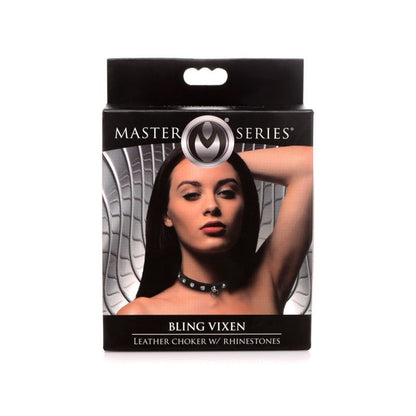 Bling Vixen Leather Choker w Clear Rhinestones-AG800-CLR