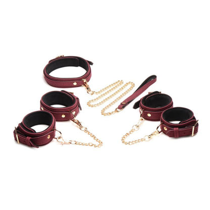 6 Pc Velvet Bondage Set Burgundy-AG882-BUR