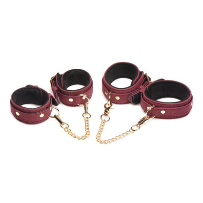 6 Pc Velvet Bondage Set Burgundy-AG882-BUR