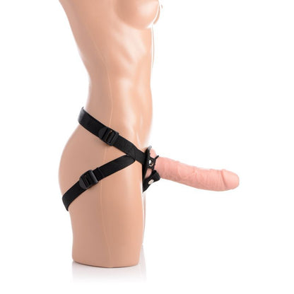 Brazen 8" Silicone Dildo w Harness Flesh-AG424-FLE