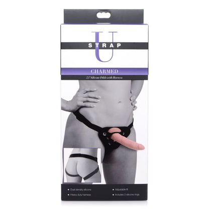 Charmed 7.5" Silicone Dildo w Harness Flesh-AG425-FLE