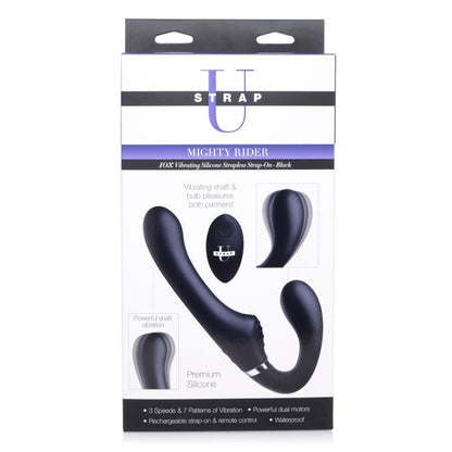 Mighty Rider 10X Strapless Strap-On Black w Remote-AG557-BLK