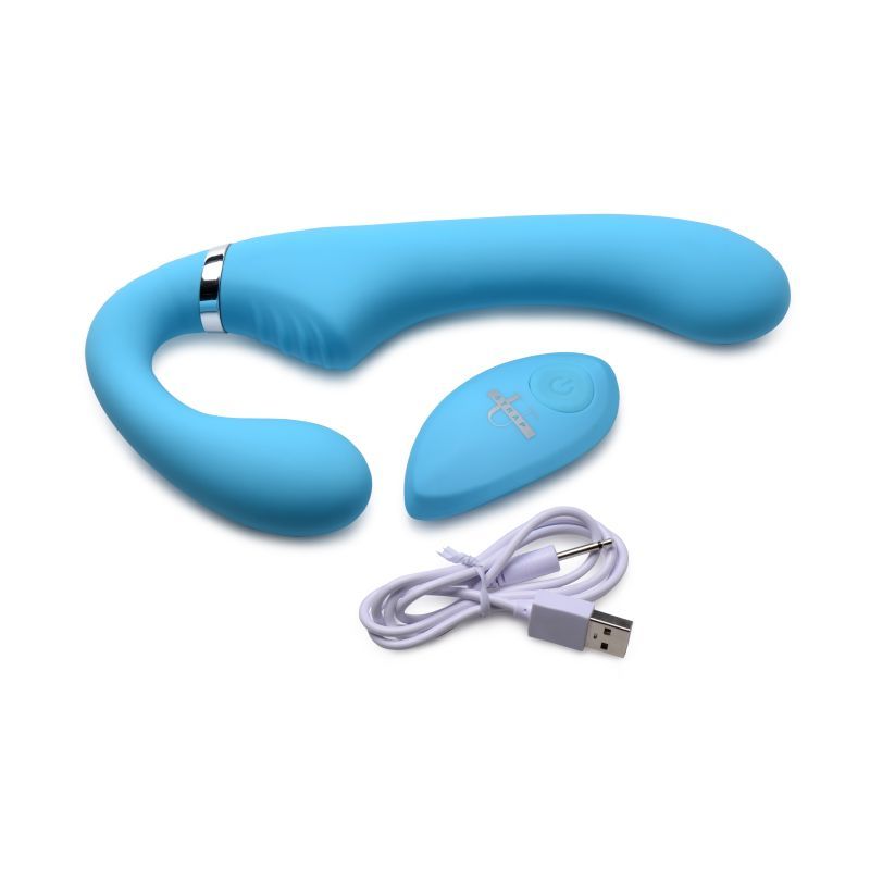 Mighty Rider 10X Strapless Strap-On Blue w Remote-AG557-BLU